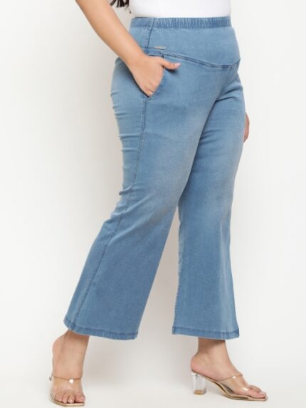 Amydus Women Plus Size Flared High-Rise Stretchable Jeans