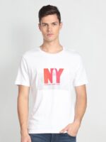 Arrow New York Typography Printed Round Neck Pure Cotton T-shirt