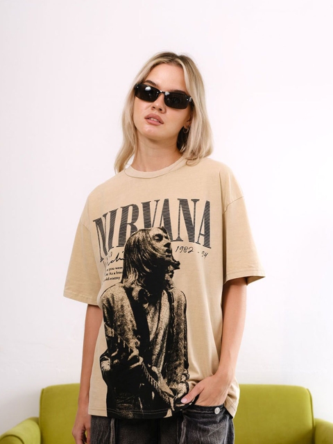 Bonkers Corner Women Graphic Printed Round Neck Cotton Oversized T-shirt