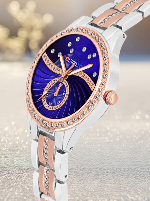 Curren Unisex Embellished Dial & Bracelet Style Straps Analogue Watch CR-1342-TT-Blue