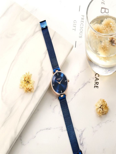Curren Women Brass Dial & Reset Time Digital Watch CR-9031-Blue