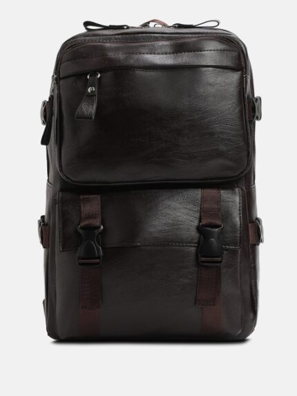 French Accent Men The City Dweller Textured Leather Laptop Backpack - Up to 18 inch