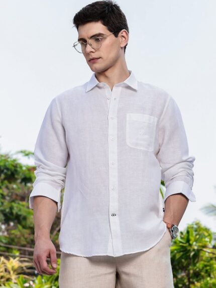 Nautica Men Premium Slim Fit Linen Shirt