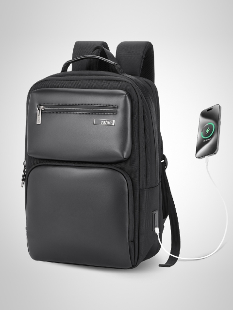 Safari Select Whisk Black with Multiutility Organizer and USB port Laptop Backpack 16L
