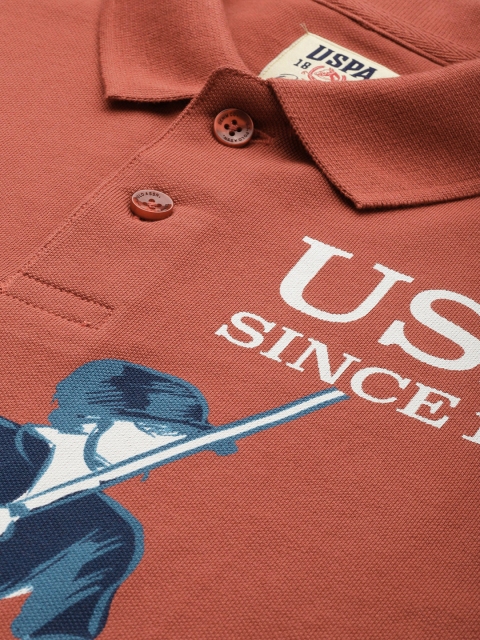 U.S. Polo Assn. Denim Co. Printed Polo Collar Pure Cotton Slim Fit T-shirt
