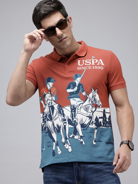 U.S. Polo Assn. Denim Co. Printed Polo Collar Pure Cotton Slim Fit T-shirt
